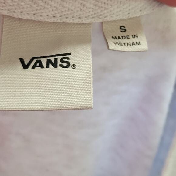 New Small Vans Heathered Gray Pullover Sweatshirt With Dusky Pink Logo - Picture 4 of 4